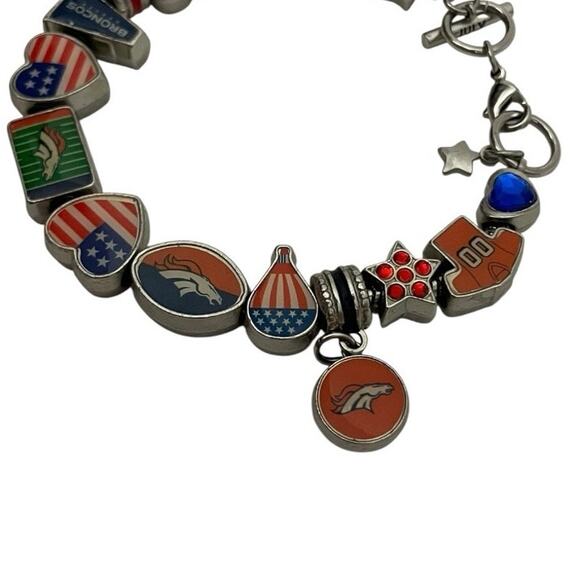 Silver Denver Broncos 4th of July Blue & Orange Charm Bracelet - Picture 4 of 4